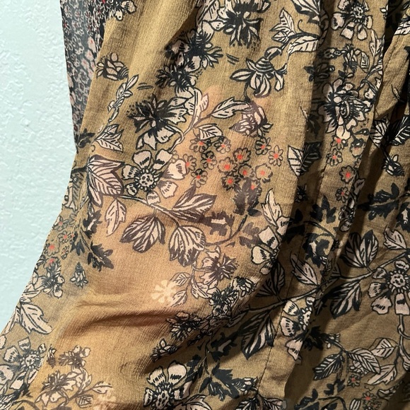 FREE PEOPLE Long Sleeve Blouse Sheet Off The Shoulder Size XS Olive Green - Picture 5 of 5